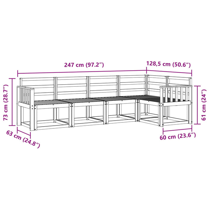 Set de canapele de exterior 5 pcs Alb Lemn Solid de Acacia - WALTI WALTI