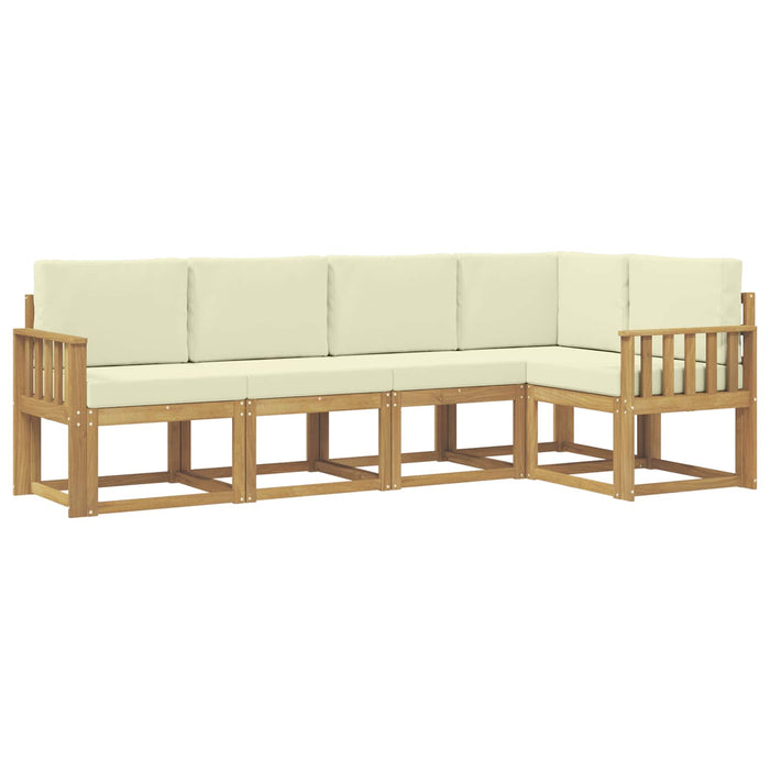 Set de canapele de exterior cu pernă 5 pcs Alb și crem WALTI