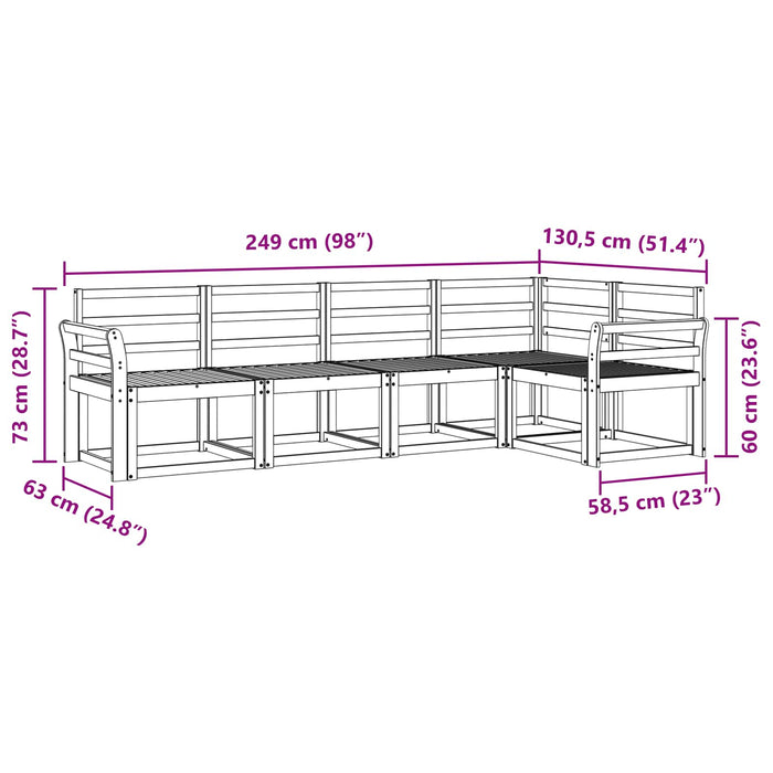 Set de canapele de exterior 5 pcs Alb Lemn Solid de Acacia - WALTI WALTI