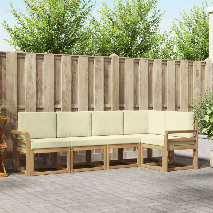 Set de canapele de exterior cu pernă 5 pcs Alb și crem WALTI