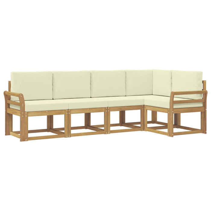Set de canapele de exterior cu pernă 5 pcs Alb și crem WALTI