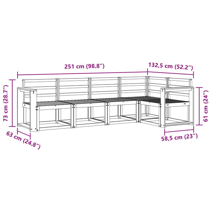 Set de canapele de exterior 5 pcs Alb Lemn Solid de Acacia - WALTI WALTI