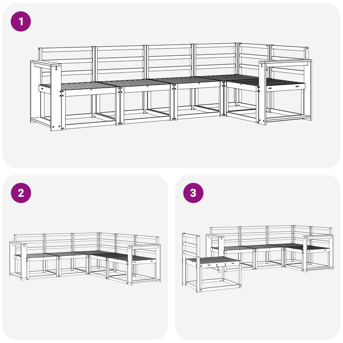 Set de canapele de exterior 5 pcs Alb Lemn Solid de Acacia - WALTI WALTI