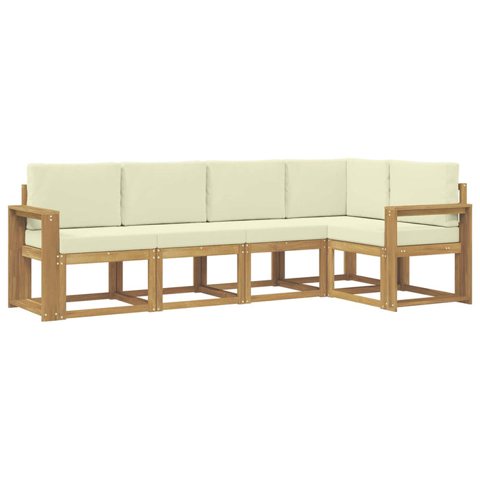 Set de canapele de exterior cu pernă 5 pcs Alb și crem WALTI