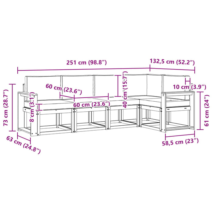 Set de canapele de exterior cu pernă 5 pcs Alb și gri deschis WALTI