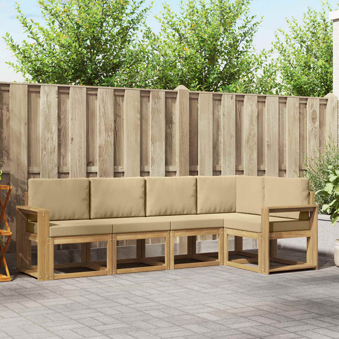 Set de canapele de exterior cu pernă 5 pcs Alb și Bej WALTI