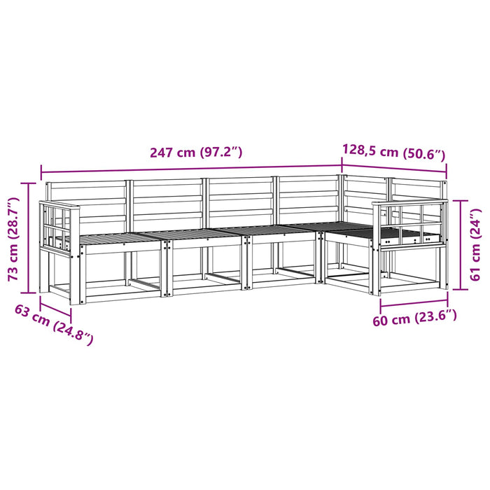 Set de canapele de exterior 5 pcs Alb Lemn Solid de Acacia - WALTI WALTI