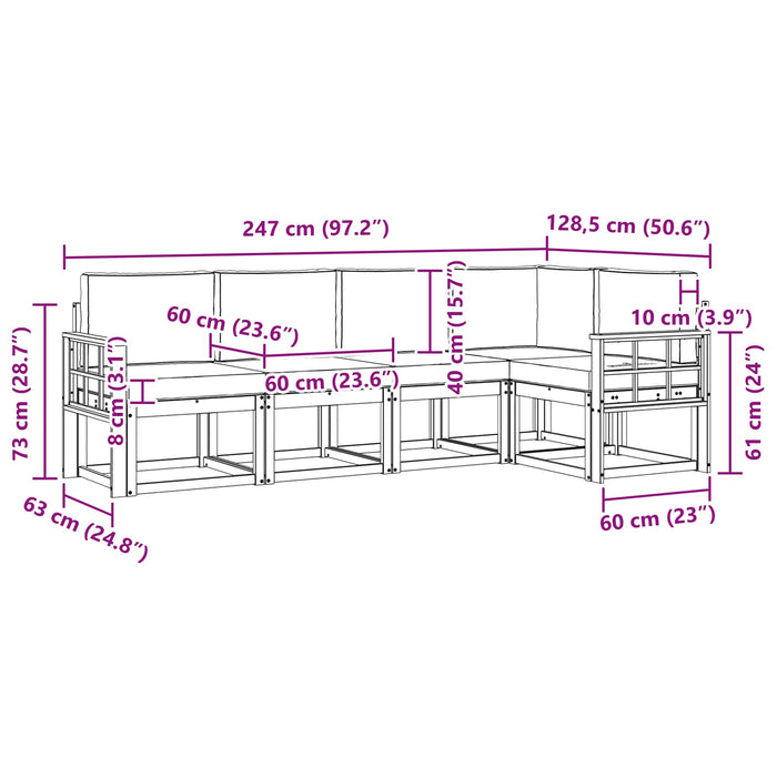 Set de canapele de exterior cu pernă 5 pcs Alb și crem WALTI