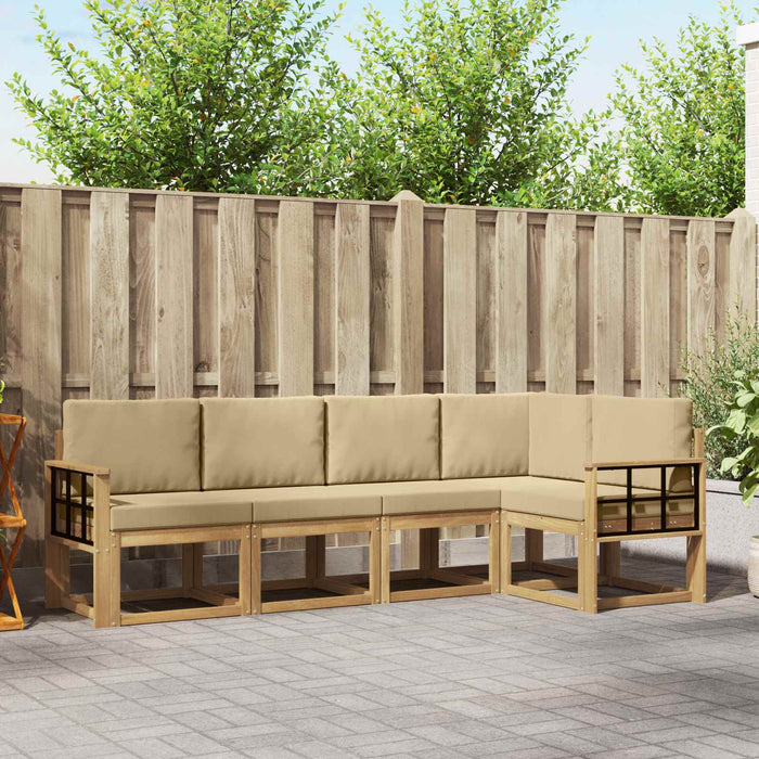 Set de canapele de exterior cu pernă 5 pcs Alb și Bej WALTI
