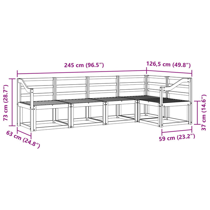 Set de canapele de exterior 5 pcs Alb Lemn Solid de Acacia - WALTI WALTI