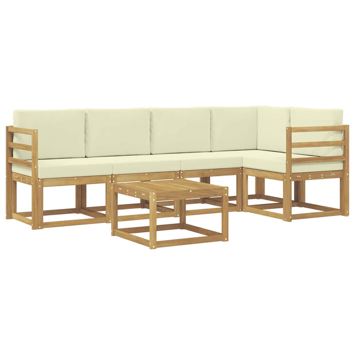 Set de canapele de exterior cu pernă 6 pcs Alb și crem WALTI