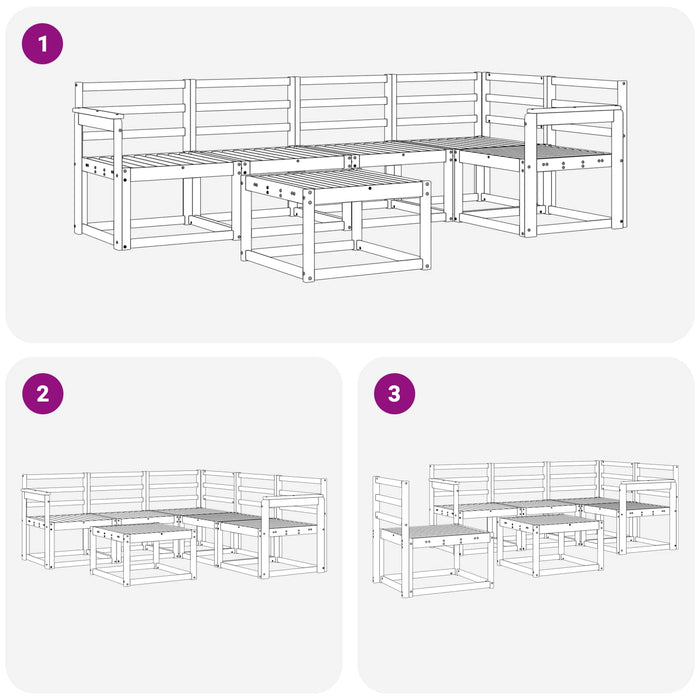 Set de canapele de exterior 6 pcs Alb Lemn Solid de Acacia - WALTI WALTI