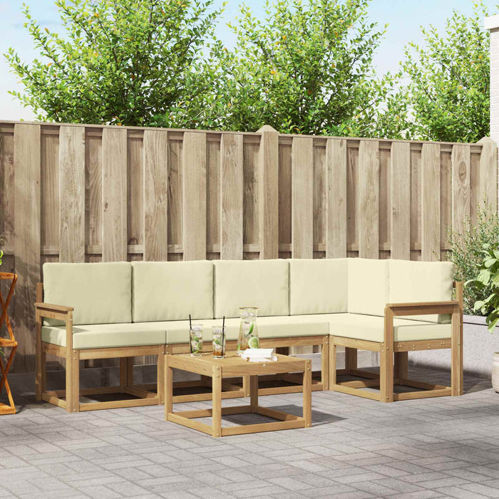 Set de canapele de exterior cu pernă 6 pcs Alb și crem WALTI