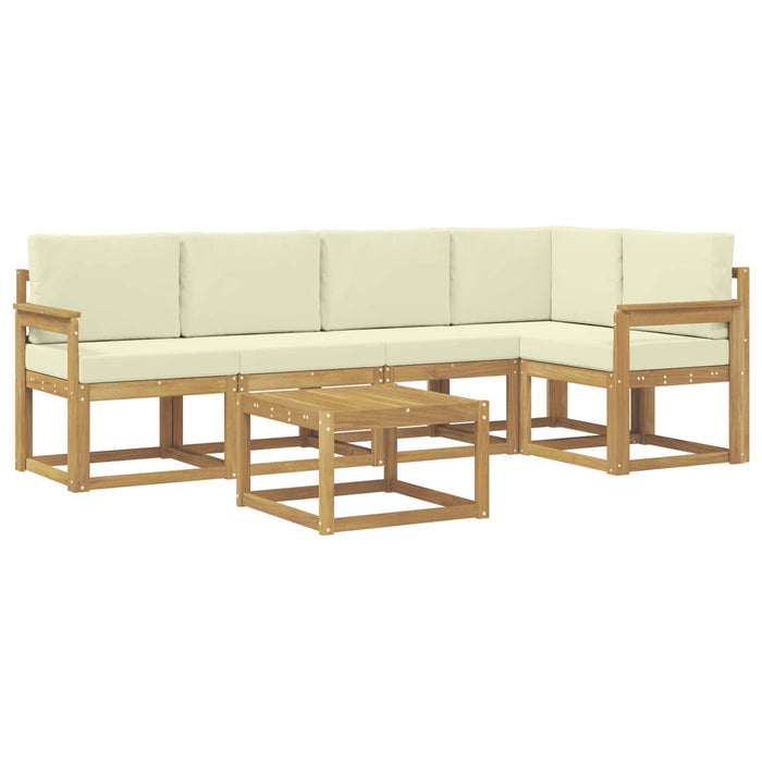 Set de canapele de exterior cu pernă 6 pcs Alb și crem WALTI