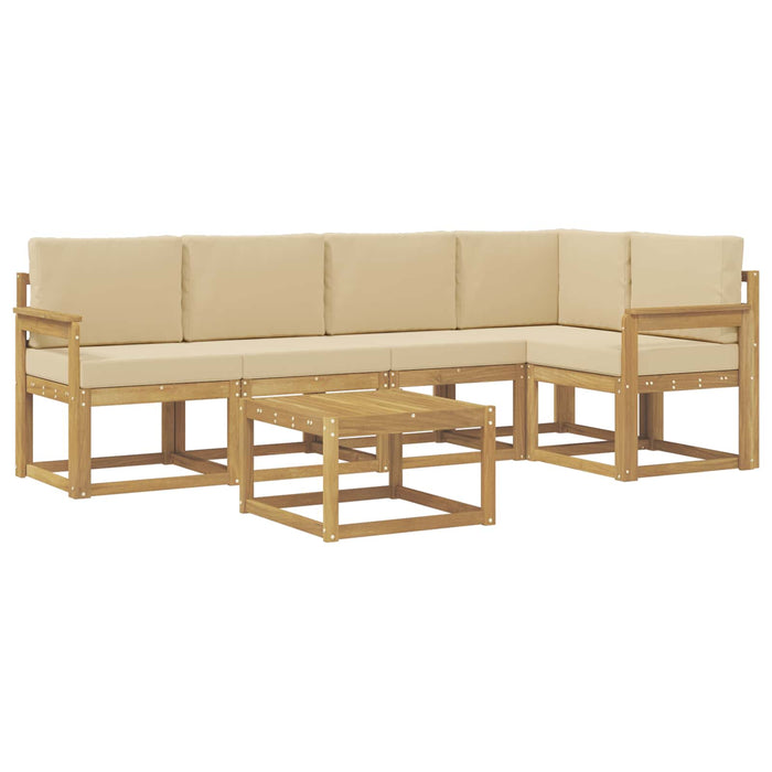 Set de canapele de exterior cu pernă 6 pcs Alb și Bej WALTI