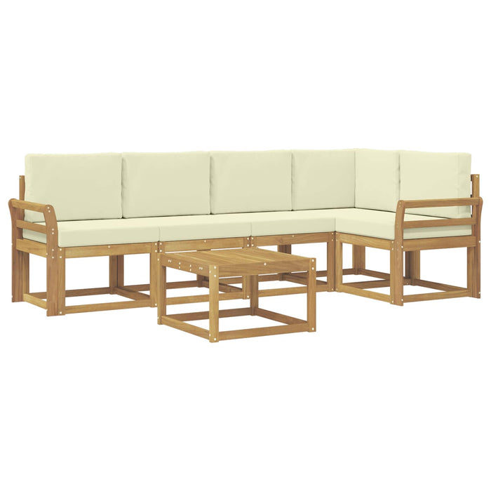 Set de canapele de exterior cu pernă 6 pcs Alb și crem WALTI