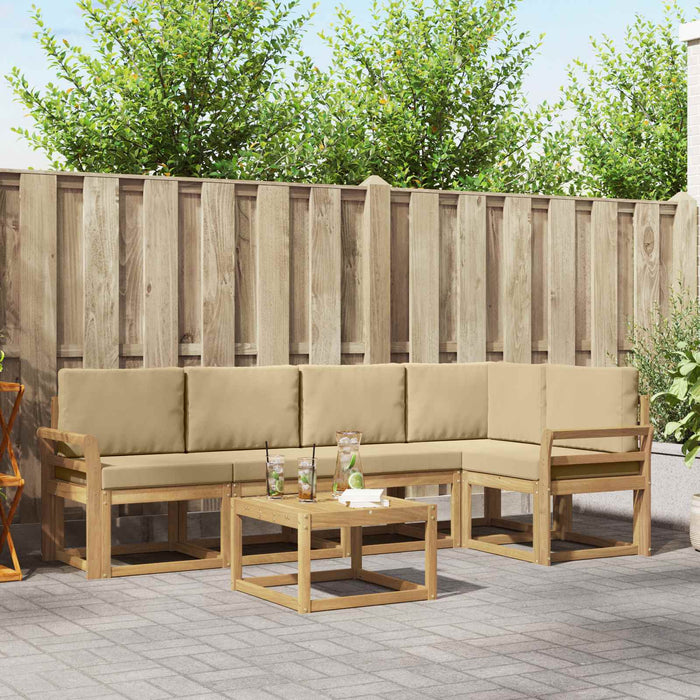 Set de canapele de exterior cu pernă 6 pcs Alb și Bej WALTI