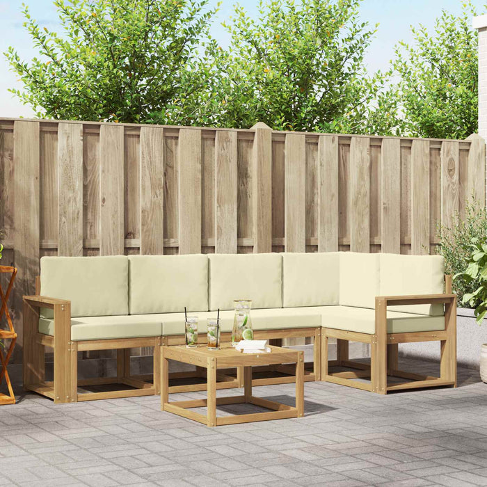 Set de canapele de exterior cu pernă 6 pcs Alb și crem WALTI