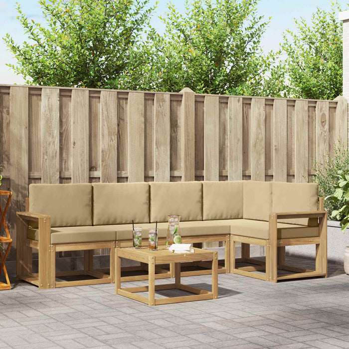 Set de canapele de exterior cu pernă 6 pcs Alb și Bej WALTI