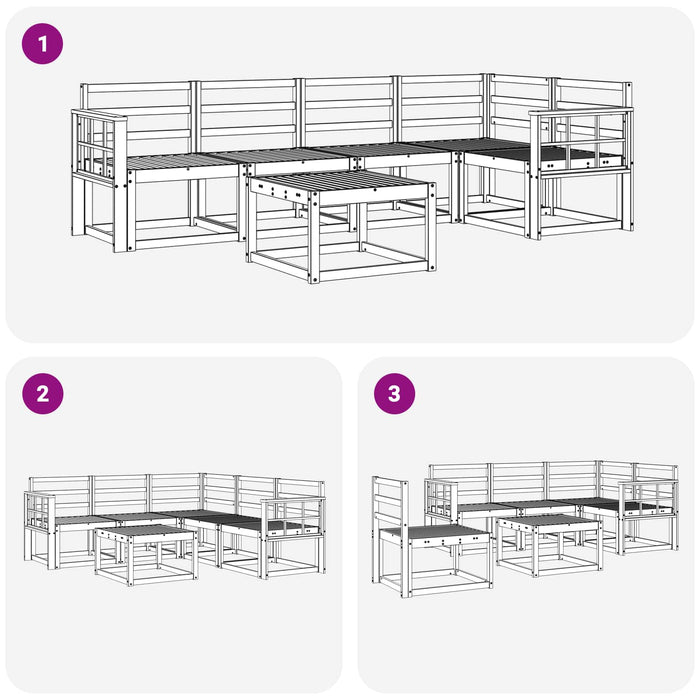 Set de canapele de exterior 6 pcs Alb Lemn Solid de Acacia - WALTI WALTI