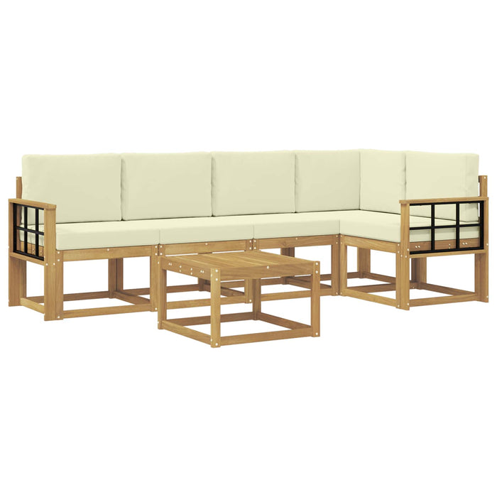 Set de canapele de exterior cu pernă 6 pcs Alb și crem WALTI