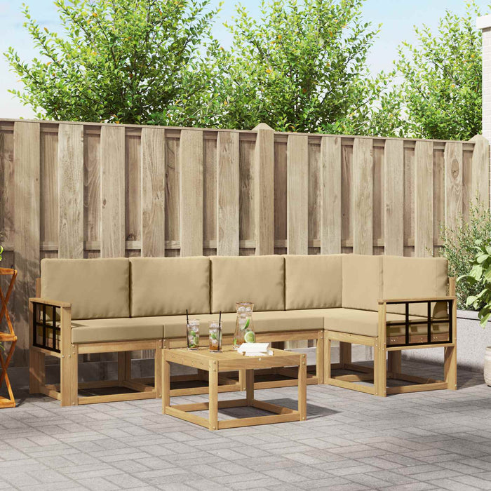 Set de canapele de exterior cu pernă 6 pcs Alb și Bej - WALTI WALTI
