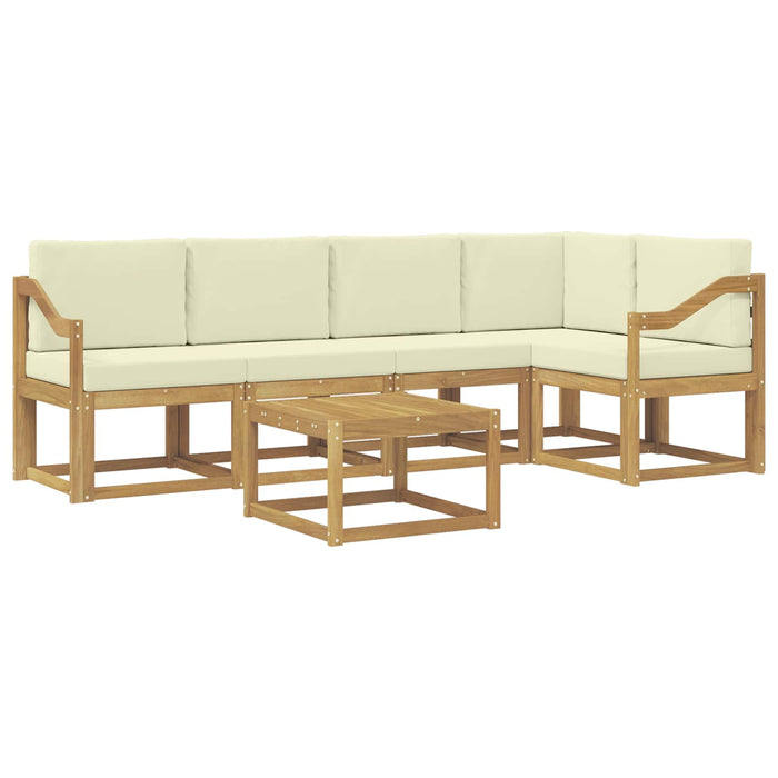 Set de canapele de exterior cu pernă 6 pcs Alb și crem WALTI