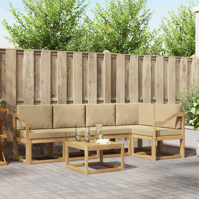 Set de canapele de exterior cu pernă 6 pcs Alb și Bej WALTI