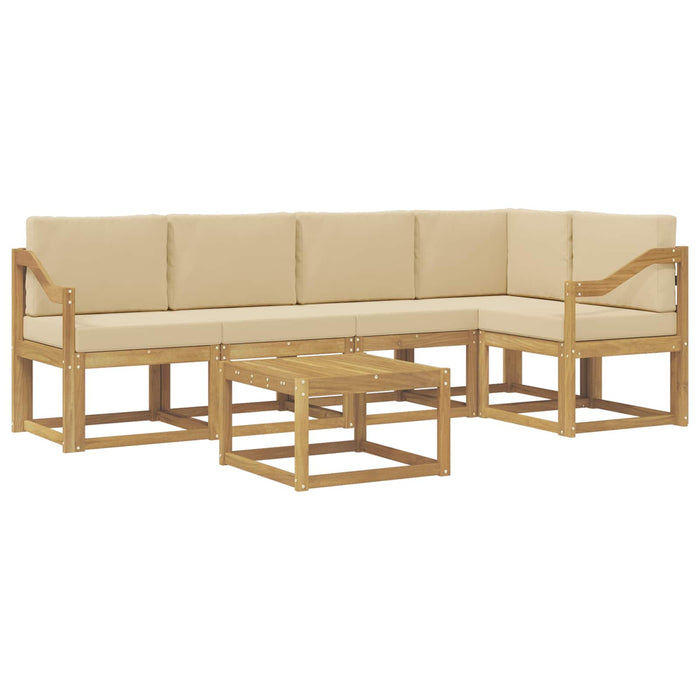 Set de canapele de exterior cu pernă 6 pcs Alb și Bej WALTI