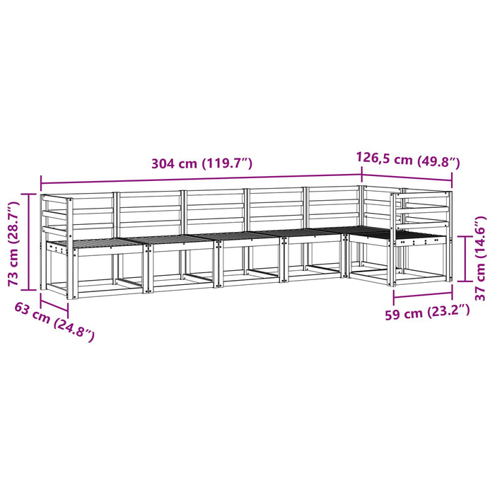 Set de canapele de exterior 6 pcs Alb Lemn Solid de Acacia WALTI
