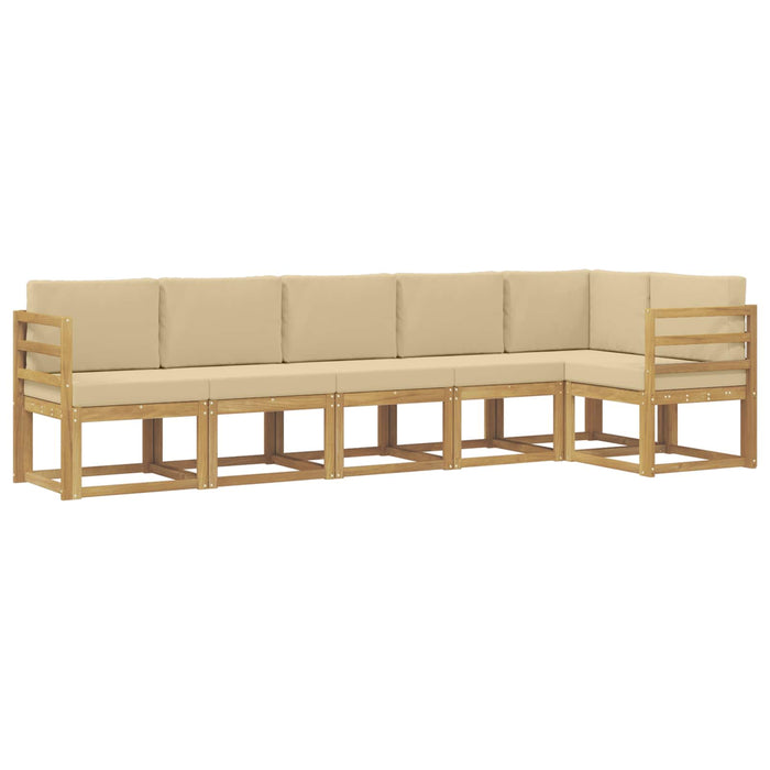 Set de canapele de exterior cu pernă 6 pcs Alb și Bej Poliester WALTI