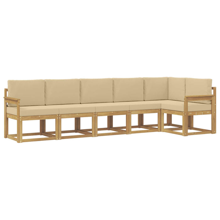 Set de canapele de exterior cu pernă 6 pcs Alb și Bej Poliester WALTI