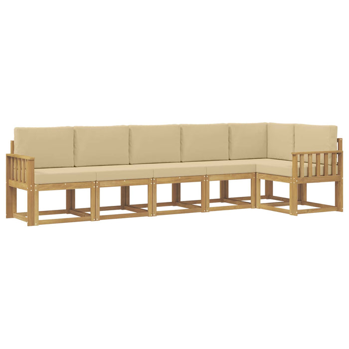 Set de canapele de exterior cu pernă 6 pcs Alb și Bej Poliester WALTI