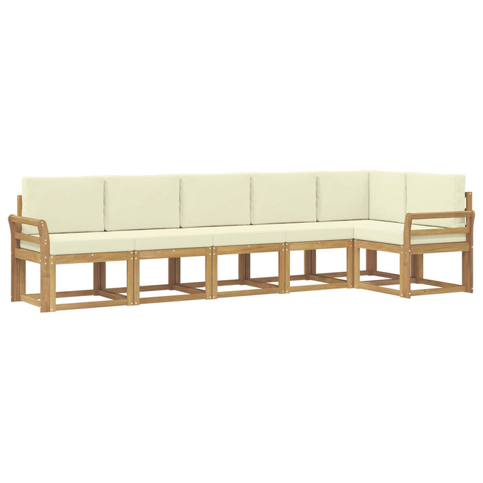 Set de canapele de exterior 6 pcs Alb și crem Poliester WALTI