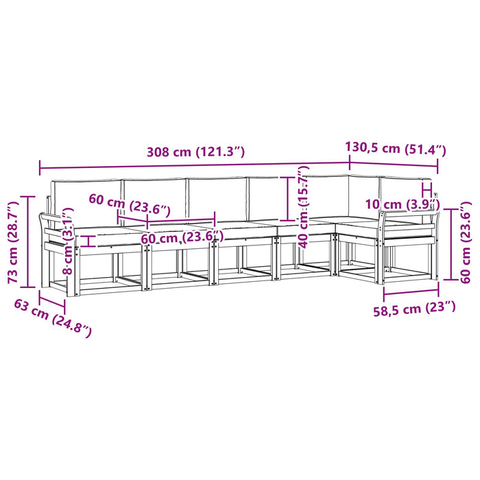 Set de canapele de exterior 6 pcs Alb și crem Poliester WALTI