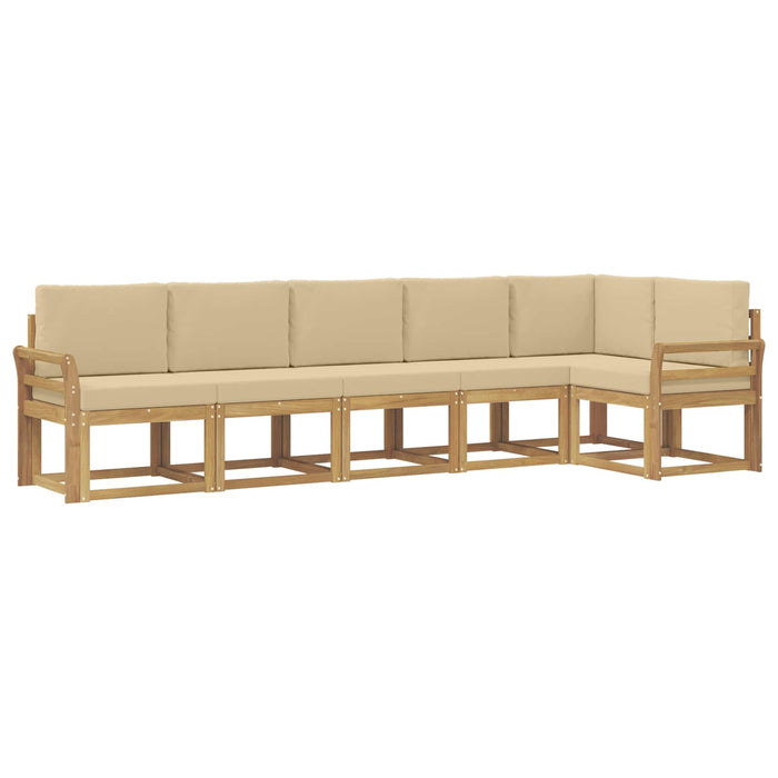 Set de canapele de exterior cu pernă 6 pcs Alb și Bej Poliester WALTI