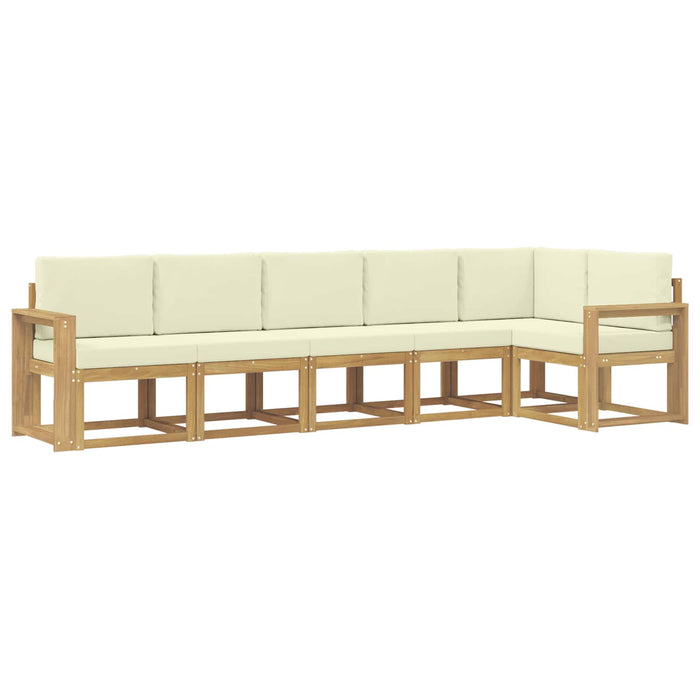 Set de canapele de exterior 6 pcs Alb și crem Poliester WALTI