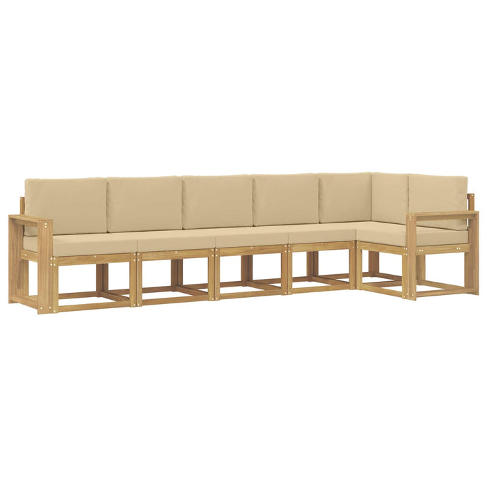 Set de canapele de exterior cu pernă 6 pcs Alb și Bej Poliester WALTI