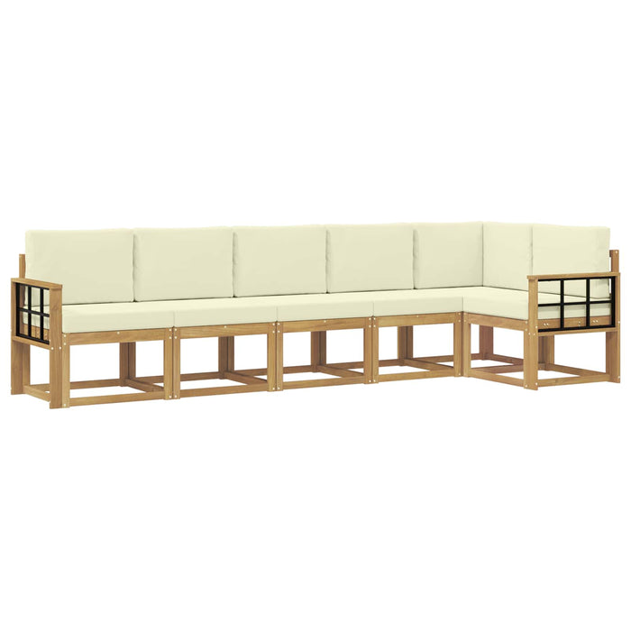 Set de canapele de exterior 6 pcs Alb și crem Poliester WALTI