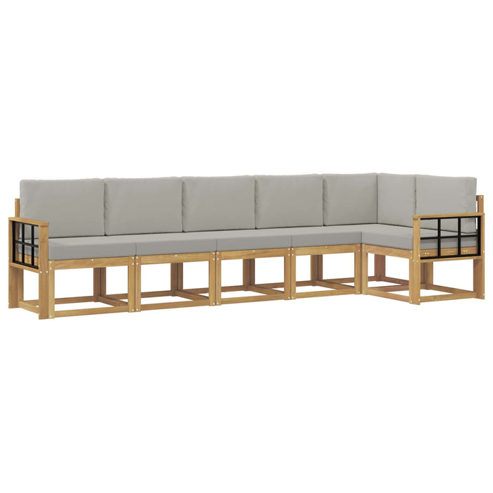Set de canapele de exterior cu pernă 6 pcs Alb și gri deschis WALTI