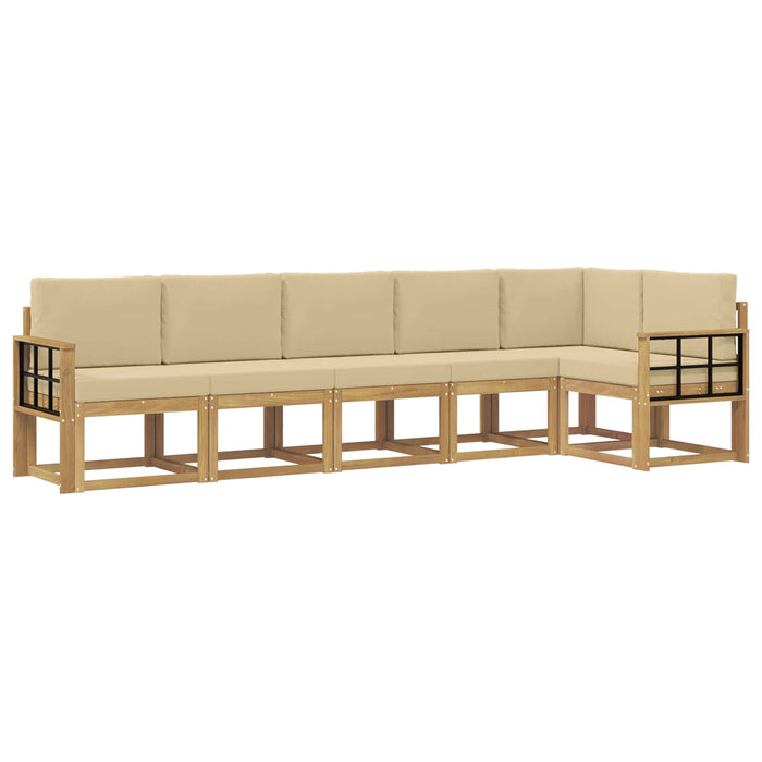 Set de canapele de exterior cu pernă 6 pcs Alb și Bej Poliester WALTI
