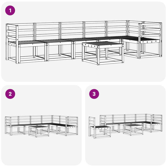 Set de canapele de exterior 7 pcs Alb Lemn Solid de Acacia WALTI