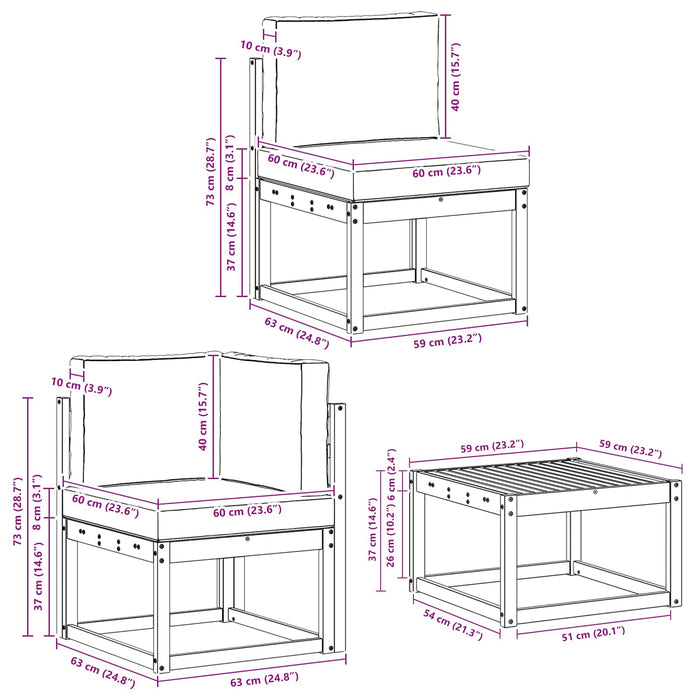 Set de canapele de exterior cu pernă 7 pcs Alb și gri deschis WALTI