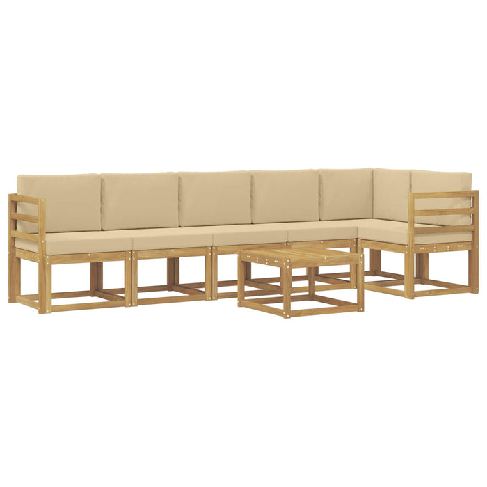 Set de canapele de exterior cu pernă 7 pcs Alb și Bej Poliester WALTI