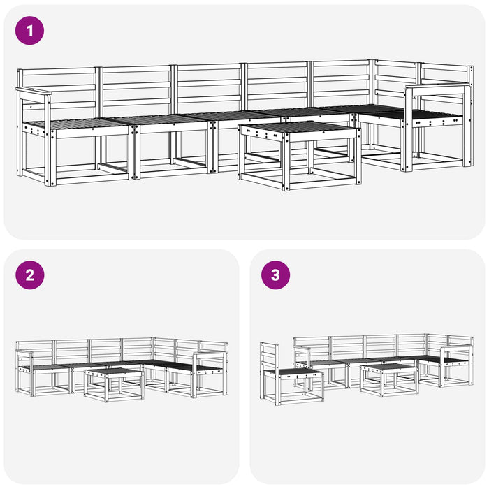 Set de canapele de exterior 7 pcs Alb Lemn Solid de Acacia WALTI