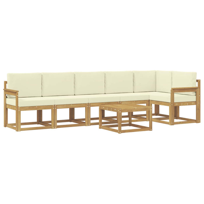 Set de canapele de exterior 7 pcs Alb și crem Poliester WALTI