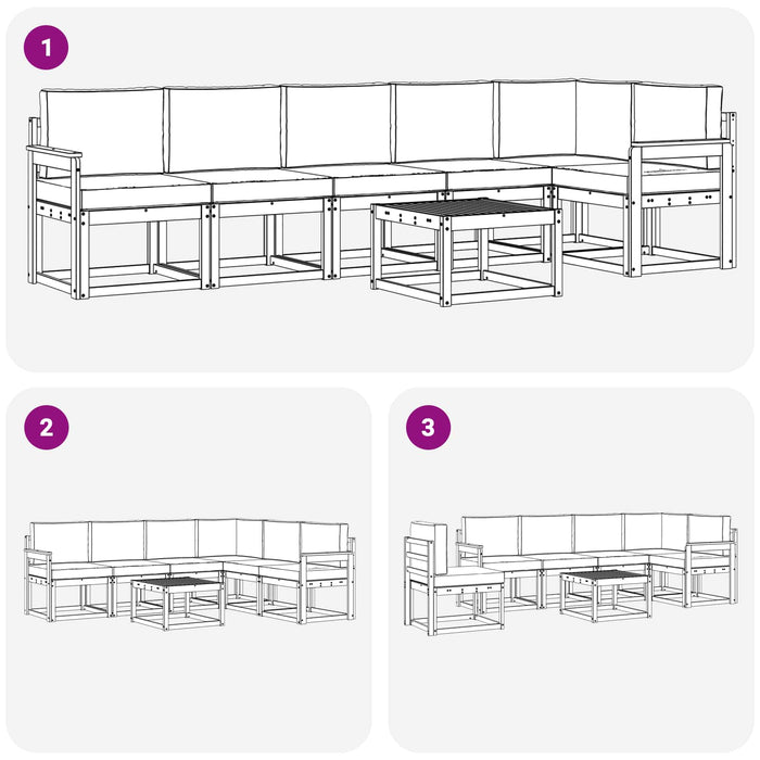 Set de canapele de exterior 7 pcs Alb și antracit Poliester WALTI