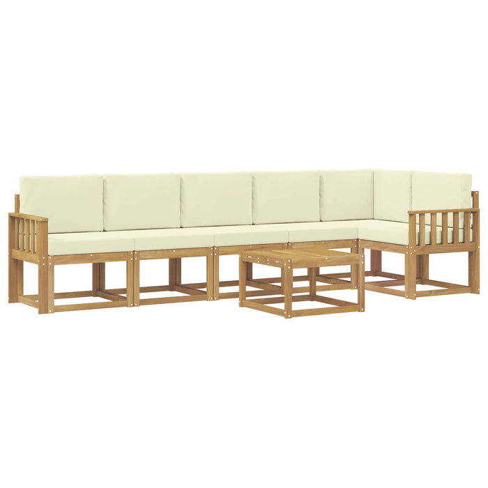 Set de canapele de exterior 7 pcs Alb și crem Poliester WALTI