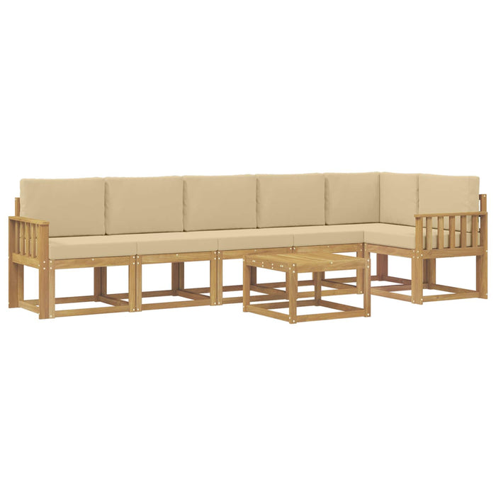 Set de canapele de exterior cu pernă 7 pcs Alb și Bej Poliester WALTI