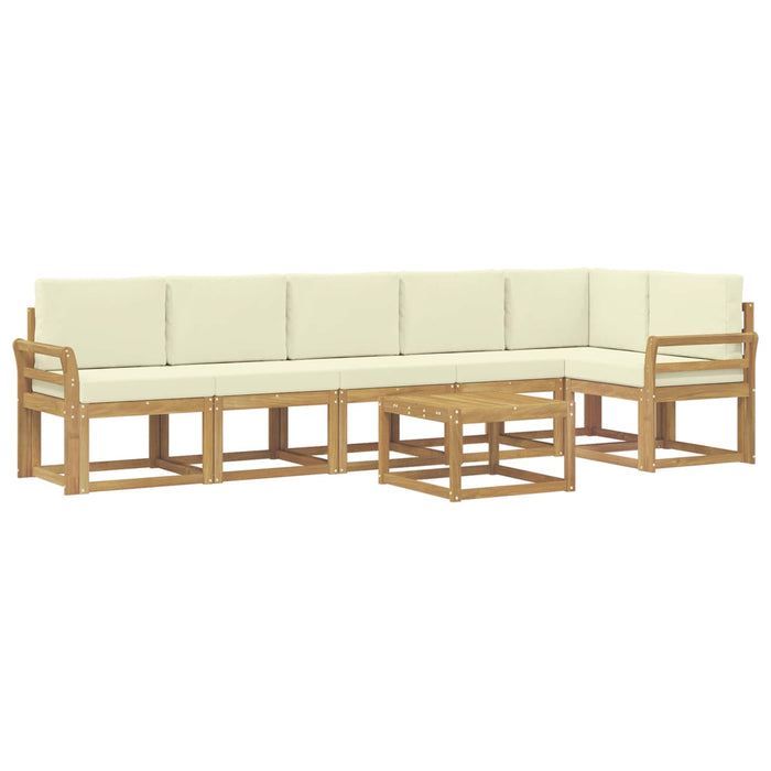 Set de canapele de exterior 7 pcs Alb și crem Poliester WALTI